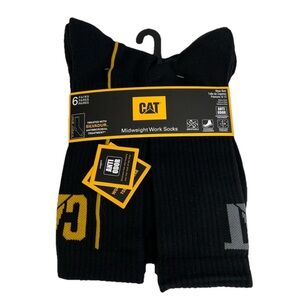 CATERPILLAR 6 pairs Socks Crew Midweight Boot Work Black CAT Anti-Odor Mens